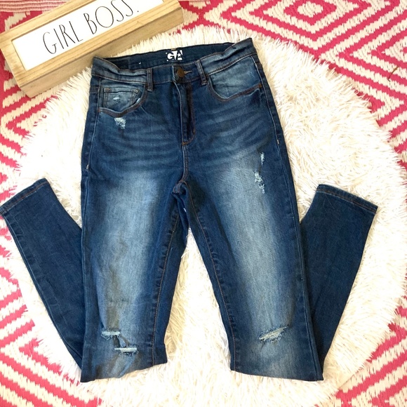 Garage Retro High Waist Jegging Skinny Jeans with Distressed 5 - Picture 2 of 10